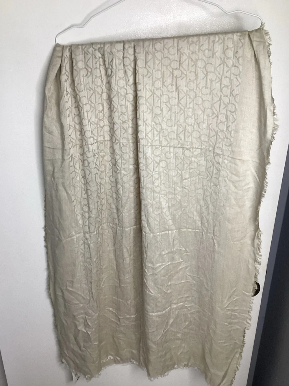 Calvin Klein Cream Logo Jacquard Scarf